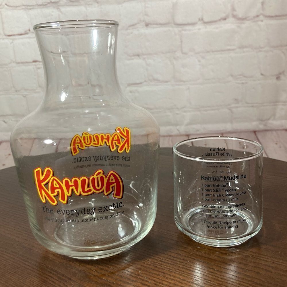 Vintage Kahlua Decanter pitcher matching glass GUC